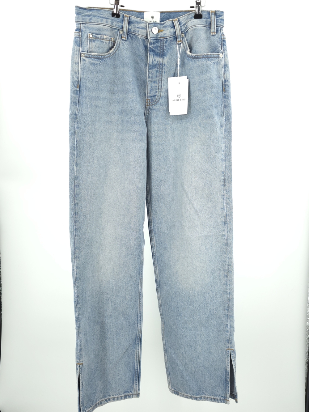 NWT Anine Bing Roy High Rise Relaxed Straight Jeans Blue Glow - Size 27